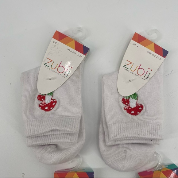 Zubii Kids Socks Mushroom Embroidered - Size 4 - Picture 2 of 4